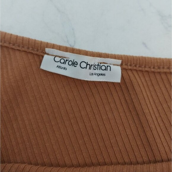 Carole Christian Orange Asymmetrical Shoulder Bodycon Maxi Dress Sz L - Picture 5 of 8